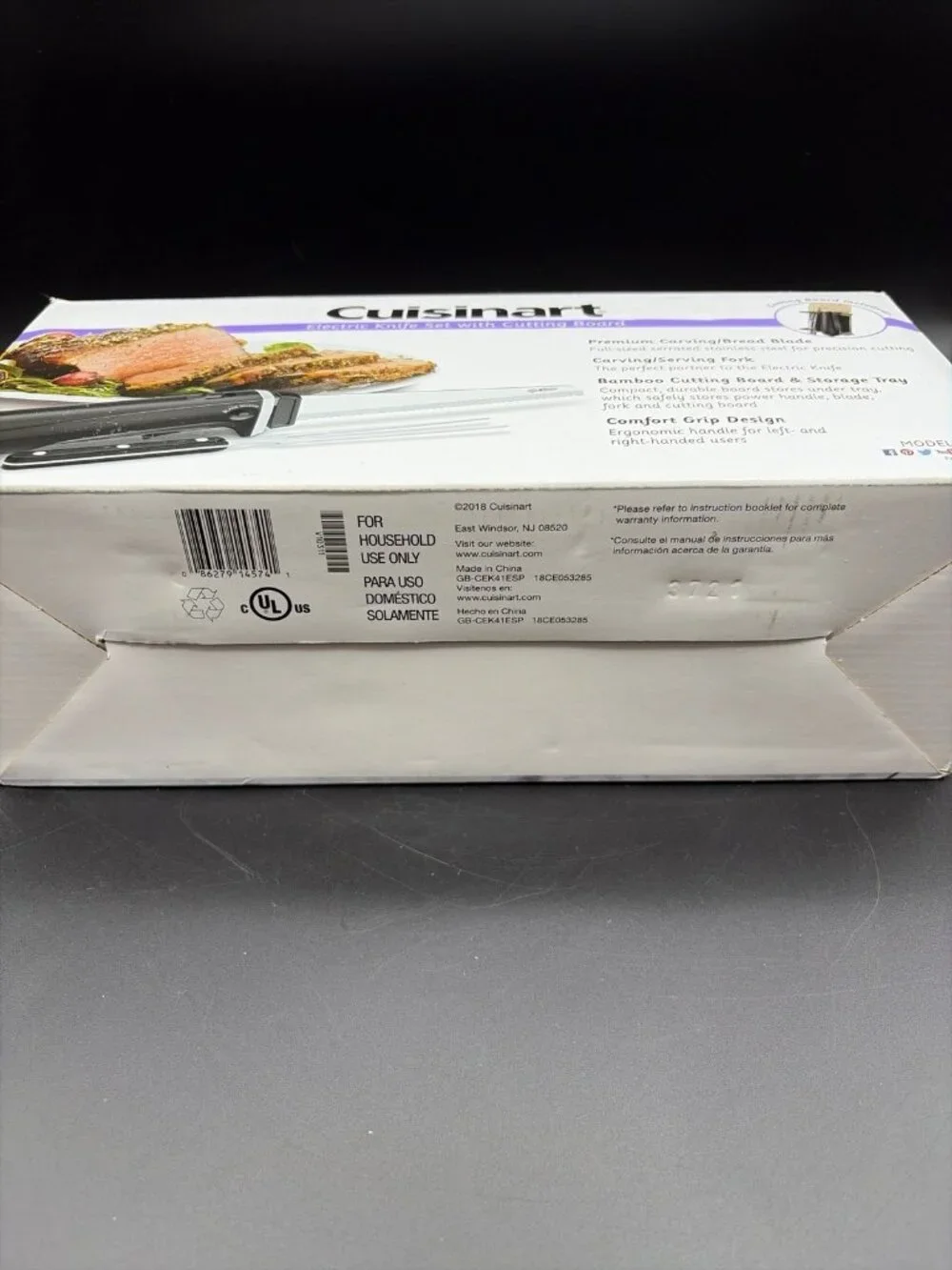Cuisinart Electric Knife Set Cutting Board Stainless Steel/Black Fork CEK-41 New
